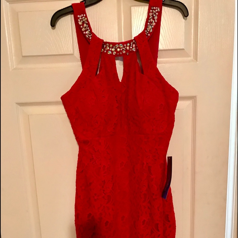 AS U Wish Red Rhinestone Embellished Mini Dress 13